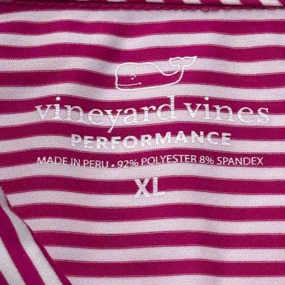 Vineyard Vines Performance Polo Shirt Mens XL Pink Striped Golf Short Sleeve - Picture 4 of 10